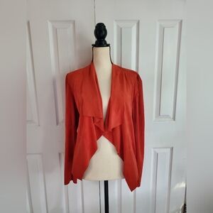 Bagatelle Vibrant Orange Suede Cascading Cardigan